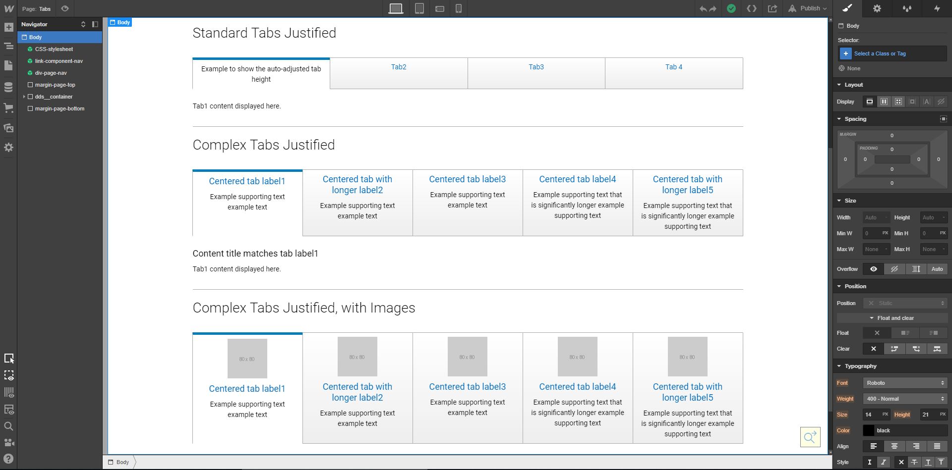 As assortment of tabs components