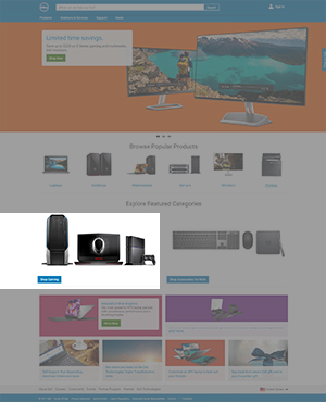 Electronics and accessories card on Dell homepage