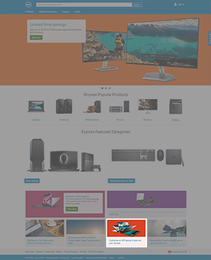Deals card on the Dell homepage