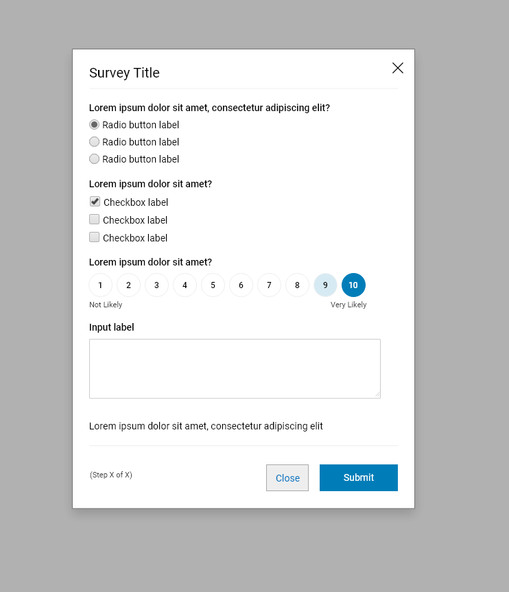 Complex survey in a modal overlay