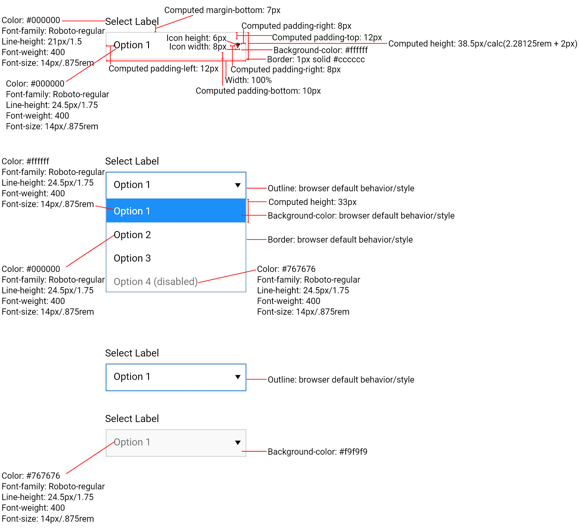 Select list redlines