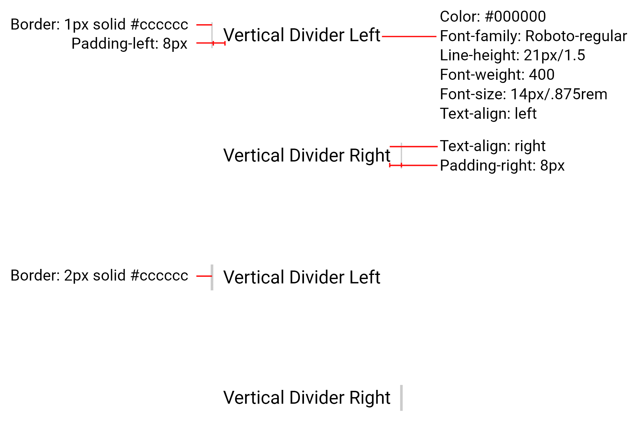 Vertical divider redlines